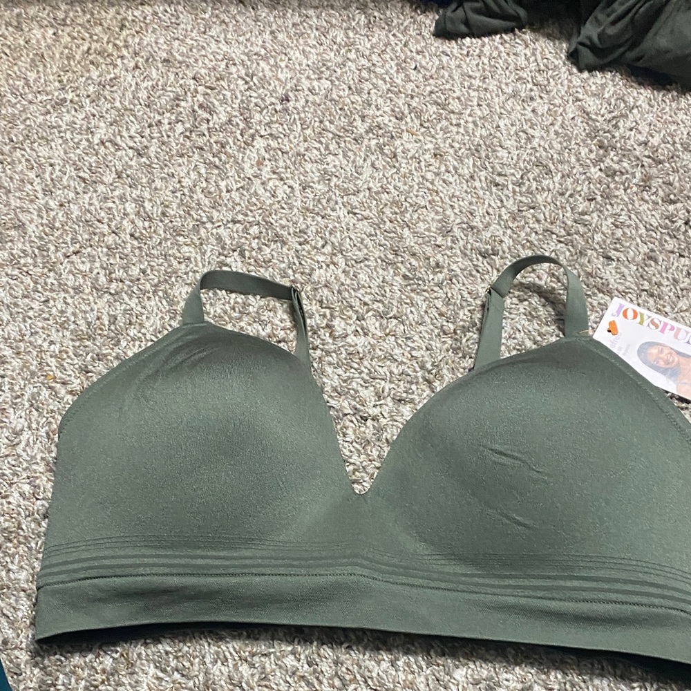 Seamless Olive Green Wireless T-Shirt Bra 3x